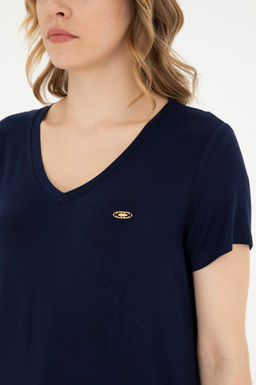 Женская темно-синяя базовая футболка - U.s. polo assn фото 7