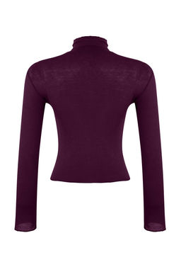 Mor Transparan Dik Yaka Esnek Normal Boy Orme Bluz TWOAW26BZ00266