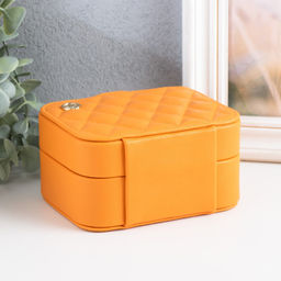 Шкатулка кожзам для украшений Стёганая матовая оранжевая 12х10х6,3 см - Simaland фото 4