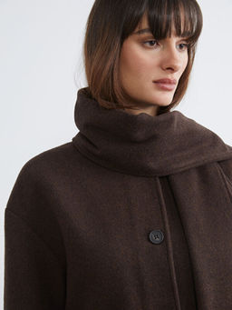 Y?n Kar???ml? Atk?l? Kad?n Ka?e Ceket