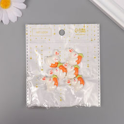 Декор для творчества пластик «Кролик с морковкой», набор 6 шт., 2×2.3×0.8 см