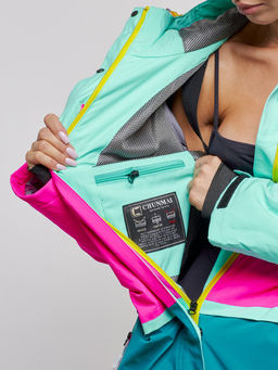 Горнолыжный комбинезон женский зимний бирюзового цвета 2327Br