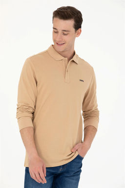 U. S. Polo Assn Мужская базовая толстовка с воротником-поло песочного цвета