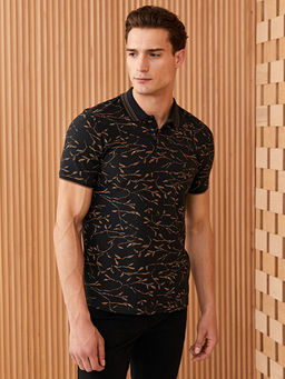 Polo Yaka K?sa Kollu Desenli Pike Erkek Ti??rt