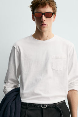 LONG SLEEVE T-SHIRT WITH POCKET AARON LEVINE X ZARA  фото 16
