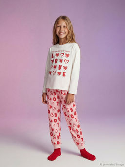 Bisiklet Yaka K?z ?ocuk Pijama Tak?m?