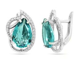 Серьги из серебра параиба кварц, СПН4106