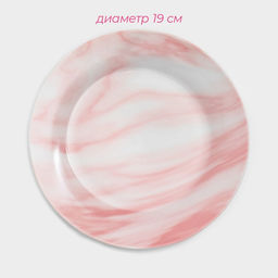 Набор посуды Доляна Мрамор, 24 предмета: тарелки d=19/21/24 см, чайная пара 200 мл, керамика, розовый фото 3