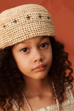 GORRO RAFIA CASQUETE BORDADOS LIMITED EDITION / Beige claro - Zara фото 2