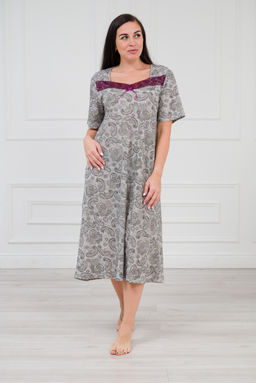 Ночная сорочка из кулирки Кружевница огурчик черно-бордовый - Амадэль фото 6