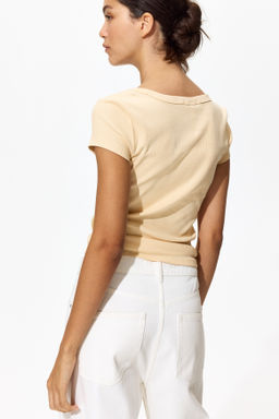 Camiseta acanalada con escote en U - H&m фото 9