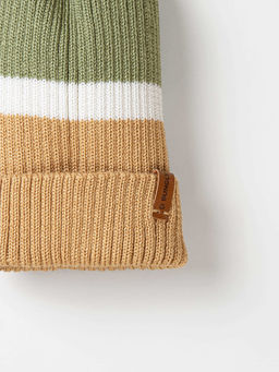 Шапка тыква из смесовой шерсти однослойная Колор блок "Песок"