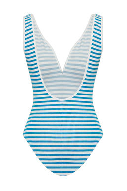 TRENDYOLMILLA Siyah-Beyaz Cizgili V Yaka Dokulu Regular Mayo TBESS25MA00094  фото 6