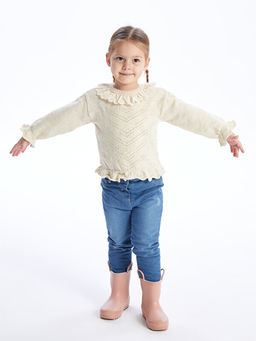 Bisiklet Yaka Kendinden Desenli K?z Bebek Triko Kazak - Waikiki фото 2