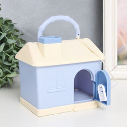 Копилка для денег с замком и ключом «Домик в нежных тонах», наклейки и декор для украшения, пластик, 14×10×13 см, МИКС