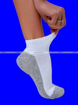 Цена за 10 пар. Носки женские укороченные белые (серая подошва) арт. 6621