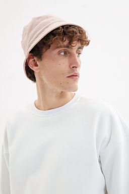 Beyaz Oversize/Genis Kesim Uzay Bask?l? Ici Polar/S?cak Tutan Sweatshirt TMNAW22SW1650