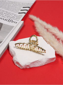 Крабик для волос «Валери», бамбуковая петелька, 7.5 см, золото