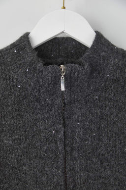 Vizon Fermuarl? Dik Yaka Yumusak Dokulu Payetli Triko H?rka TWOAW26HI00053 - Trendyolmilla фото 2