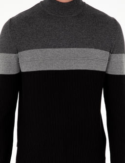 Antrasit Melanj Slim Fit Yar_m Bal_k__ Yaka Triko Kazak - Pierre cardin фото 6