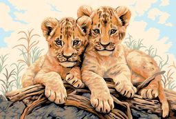 ФРЕЯ PNB/PS-374 Набор для раскрашивания по номерам 30 х 20 см Малыши-львята