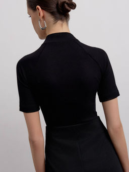 CONTE Джемпер в рубчик с имитацией корсета LD 2629 black - Conte elegant фото 4