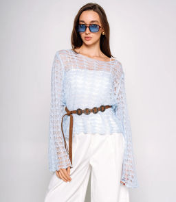 Лонгслив+топ #КТ2979, голубой