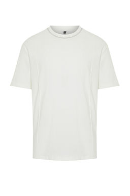 Ekru Oversize/Genis Kesim More Sustainable Kontrast Yakal? %100 Organik Pamuk T-shirt TMNSS24TS00175 - Trendyolmilla фото 5