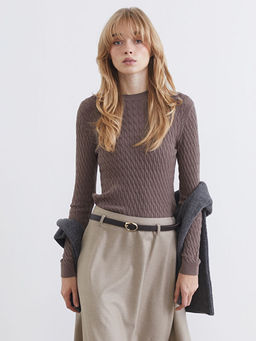 Bisiklet Yaka Kendinden Desenli Kad?n Triko Kazak