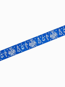 Лента атласная новогодняя «Ёлочные игрушки», голубая, 2 см х 5 м