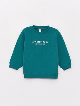 Bisiklet Yaka Uzun Kollu Bask?l? Erkek Bebek Sweatshirt