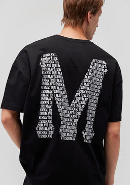 M S?rt Bask?l? Siyah Tisort - Mavi фото 2