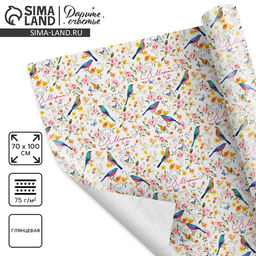 Цена за 10 шт. Бумага упаковочная глянцевая С 8 марта, 70?100 см