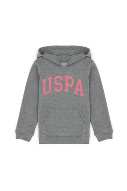 U. S. Polo Assn Серый меланжевый базовый свитшот с капюшоном для девочек