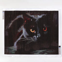 Алмазная вышивка полное заполнение «Черный кот», на холсте 40×50 см