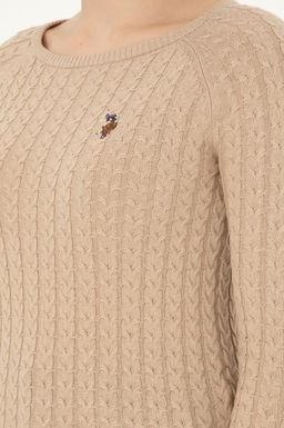 Женский базовый свитер с круглым вырезом песочного меланжа Неожиданная скидка в корзине - U.s. polo assn фото 7