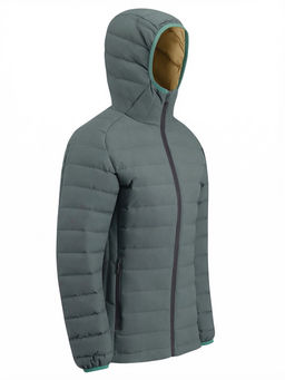 Куртка женская стёганая с капюшоном с графеновой подкладкой цвета хаки 9624_1Kh