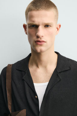 CAMISA PUNTO LINO - ALGOD?N / Negro - Zara фото 6