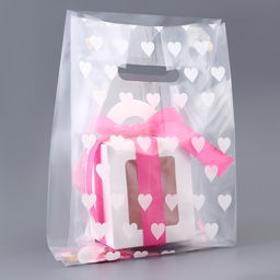 Цена за 20 шт. Пакет полиэтиленовый квадратный с вырубной ручкой, упаковка, "Сердечки", 17х33+17см ± 5% 60 мкм