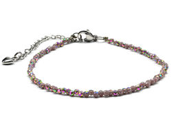 Браслет из циркона шарик граненый 2мм цвет сиреневый хамелеон, 19см