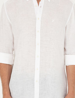 Beyaz Regular Fit %100 Keten G_mlek