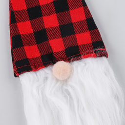 Новогодний чехол на бутылку Гном, в клетку, 45 см