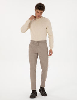 Bej _izgili Carrot Fit Beli Lastikli Kordonlu Kanvas Pantolon - Pierre cardin фото 3