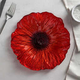 Тарелка «Маки», d=21 см, стекло, красное