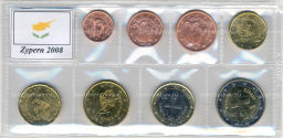 Годовой набор монет евро 2008 года Кипр (в блистере)