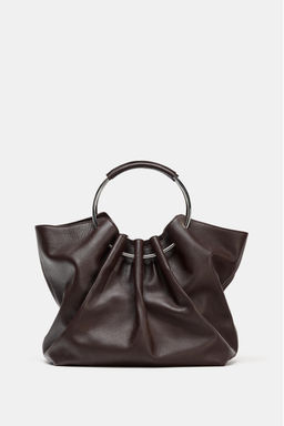 RIGID STRAP LEATHER BUCKET BAG - Zara фото 9