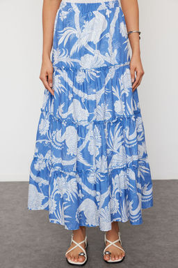 Lacivert Desenli Klos Maxi Boy Dokuma Etek TWOSS24ET00183 - Trendyolmilla фото 4