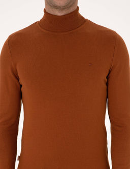 Kahverengi Slim Fit Bal_k__ Yaka Basic Triko Kazak - Pierre cardin фото 6