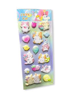 Наклейки объемные - сквиш, на листе "Кошки" в ассорт. (YY-0004) 22,5*9,5см