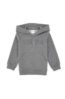Erkek _ocuk Gri Melanj Kap__onlu Basic Sweatshirt - U.s. polo assn фото 4